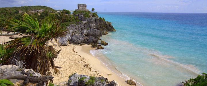 site maya et plage à tulum au Mexique, yucatan